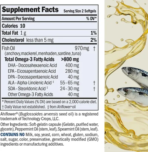 Miniatura 2 de ANDREW LESSMAN Omega-3 menta esencial - 180 cápsulas blandas - Aceites omega-3 ultra puros y de alta potencia. Alto contenido de DHA, sin malestar