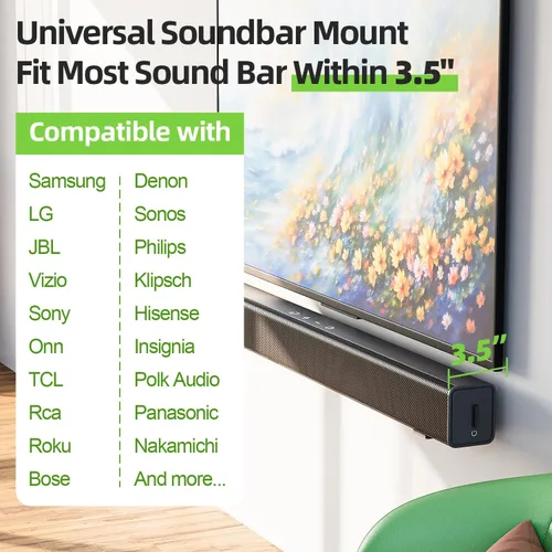 Miniatura 2 de USX MOUNT Soporte para barra de sonido para Samsung, Sony, LG, Vizio, Bose, Onn y más - Soporte universal para barra de sonido debajo de la TV