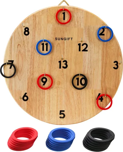 Miniatura 9 de Juego de lanzamiento de gancho y anillo SUNGIFT para adultos y niños - Juegos de lanzamiento de anillos de Hooky en el patio - Juego de pared