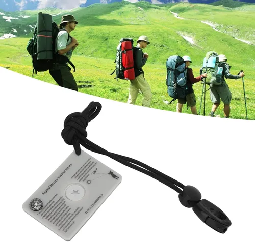 Miniatura 6 de Dilwe Espejo al aire libre, cristal reflector multifunción con cordón para acampar al aire libre, supervivencia, emergencia