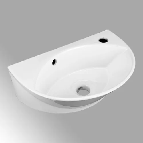 Miniatura 7 de Pequeño fregadero de baño de montaje en pared blanca con orificio único para llaves, desbordamiento Suministro del renovador