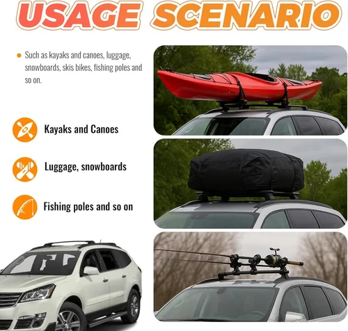 Miniatura 5 de ECOTRIC - Barras transversales de techo, de aluminio, estilo de fábrica, paquete de rieles laterales para Chevy Chevrolet Traverse 2009-2017
