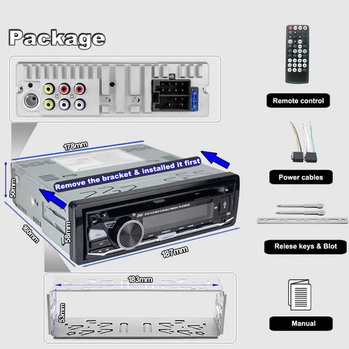 Miniatura 7 de Estéreo de coche de un solo DIN con reproductor de CD/DVD Bluetooth Radio FM/AM/RDS Receptor de audio USB SD AUX