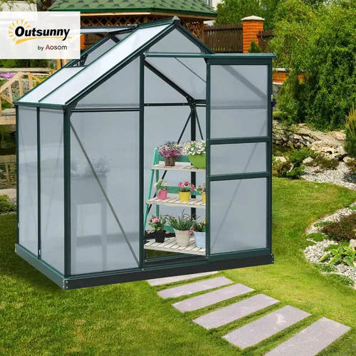 Miniatura 2 de Outsunny – Balancín de policarbonato portátil Walk-In Jardín Invernadero