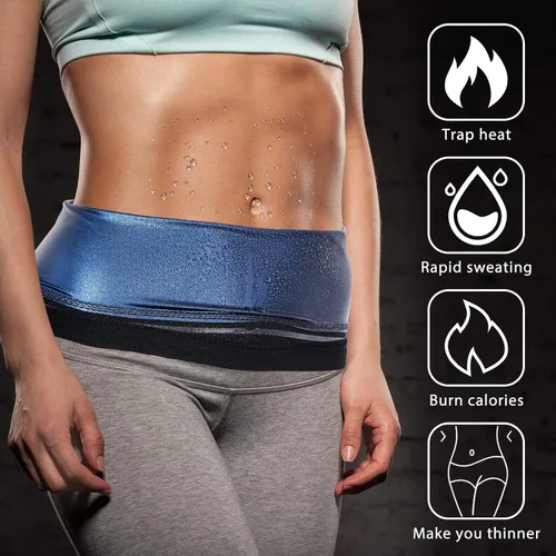 Miniatura 5 de Geyoga 2 piezas de reductor de cintura para mujer, para sudar, entrenamiento de cintura para culturismo, grasa del vientre inferior Interior azul.