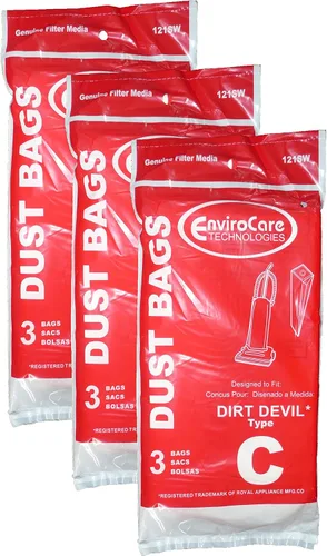 9 bolsas de aspiradora Royal Dirt Devil tipo C, aspiradoras verticales MVP, 3-727075-001, 3727075001, 727075, 3-700147-001, 3700147001, 700147,
