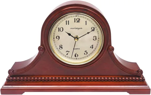 Miniatura 8 de Relojes de repisa, funciona con pilas, reloj de mesa de madera silenciosa con campanillas Westminster On The Hour de madera maciza, 9 x 16 x 3 Nogal