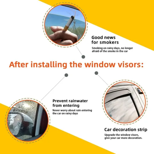 Miniatura 4 de 4 viseras adhesivas para ventana de ventilación de montaje exterior, para humo, sol, lluvia, compatibles con 15-23 F150 Crew Cab (Supercrew Cab)
