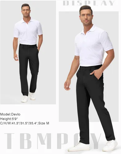Miniatura 7 de TBMPOY Pantalones de golf elásticos para hombre, ligeros, de secado rápido, pantalones de trabajo casuales con 3 bolsillos