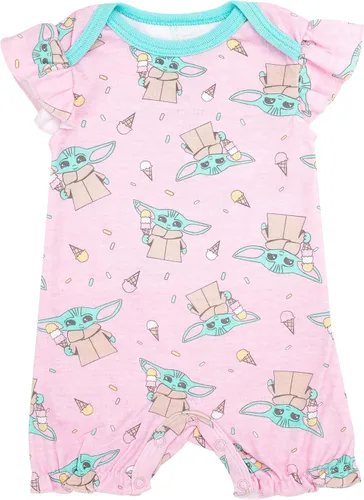 Miniatura 4 de STAR WARS Paquete de 2 pantalones cortos de manga con volantes para bebé, paquete de 2 unidades - Baby Yoda Baby Body - Ropa para niñas