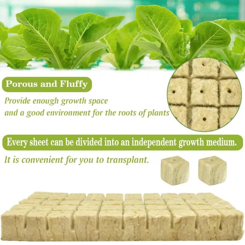 Miniatura 3 de Halatool Cubos de lana de roca de 2,5 cm para jardín, cubos de cultivo de lana mineral para hidropónicos, cultivo sin suelo, plántulas, esquejes