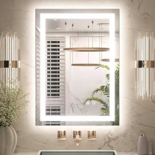 Miniatura 9 de Keonjinn - Espejo de baño LED de 24x32 pulgadas con luz, iluminación frontal y trasera, espejos iluminados para la pared del baño con luces