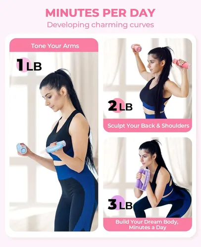 Miniatura 2 de AboveGenius - Pesas de mano para mujeres y hombres, juego de mancuernas suaves de 6 (1 libra, 2 libras, 3 libras cada paquete) para juegos de pesas