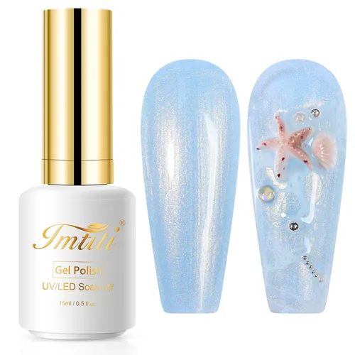 Miniatura 82 de Aegean Blue - Esmalte de uñas en gel azul, 0.5 onzas líquidas, esmalte en gel translúcido azul verde, removible con remojo, lámpara UV, arte