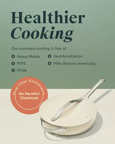 Miniatura 5 de Caraway Sartén Salteadora Antiadherente de Cerámica con Tapa (4.5 cuartos de galón, 11.8 pulgadas), no tóxica, sin PTFE ni PFOA, apta para horno