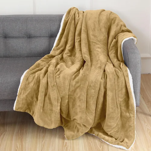Elegant Comfort Manta de Sofá Reversible de Sherpa Sólida, Manta para Todas las Estaciones - Súper Suave, Acogedora y Afelpada - Manta Decorativa,