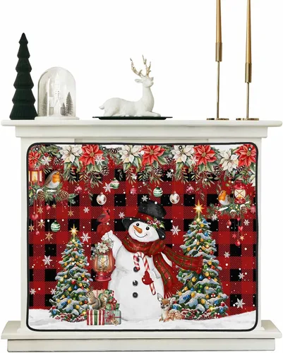 Miniatura 20 de Cubierta magnética azul para chimenea, detiene la pérdida de calor, pantalla de chimenea para interiores, bolas de gnomos de Navidad, árbol de copo