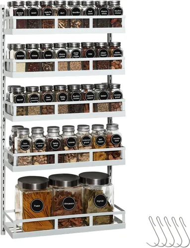 Miniatura 8 de X-cosrack Organizador de especias de 8 niveles ajustable – Organizador para ahorrar espacio montado en la pared con cestas mixtas, soporte para Negro