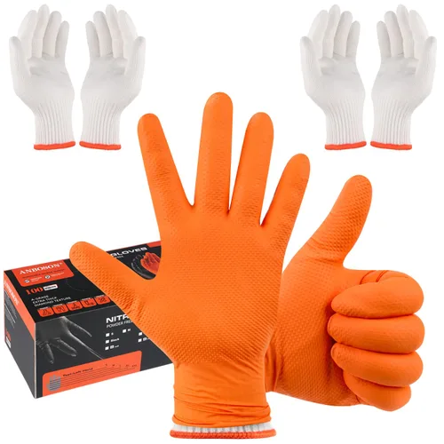 Miniatura 11 de Guantes ANBOSON para Barbacoa Desechables Resistente al Calor para Parrilla - 100 Guantes de Nitrilo + 4 Forros Reutilizables de Algodón