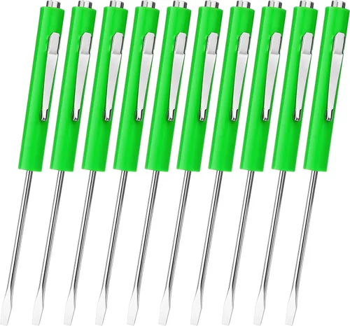 Miniatura 16 de Honoson 10 Piezas de Destornillador de Bolsillo Mini con Puntas y Clips de Bolsillo Magnéticos, Ranurados, Pequeños con Hoja de Cuchilla Única