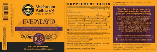 Miniatura 17 de Mushroom Wellness Everyday 10: Cápsulas orgánicas de hongos 10 en 1 con melena de león, shiitake, reishi, cola de pavo y más, suplemento en polvo