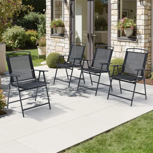 Miniatura 8 de Crestlive Products Juego de 4 sillas plegables para patio, sillas plegables para exteriores con marco duradero resistente al óxido