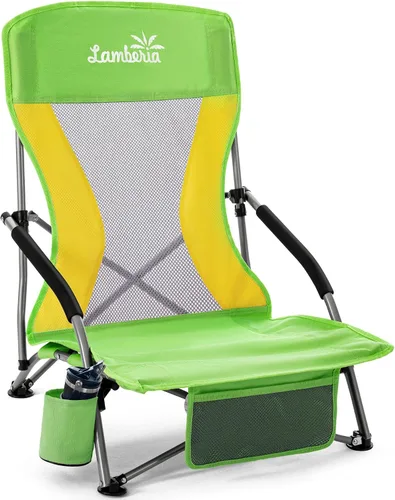 Miniatura 26 de Lamberia Silla de playa plegable para adultos, paquete de 2, sillas de playa bajas portátiles con capacidad de 300 libras, silla de camping ligera