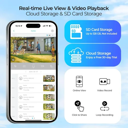 Miniatura 7 de Cámara de seguridad solar inalámbrica para exteriores, sistema de cámara de seguridad para el hogar con visión nocturna a color 2K HD con visión