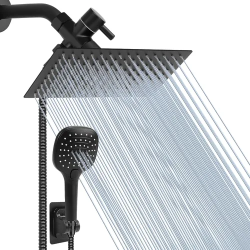 Miniatura 8 de Cabezal de ducha con manguera, cabezal de ducha de lluvia de acero inoxidable de alta presión de 8 pulgadas y 3 ajustes de rociador de ducha de mano