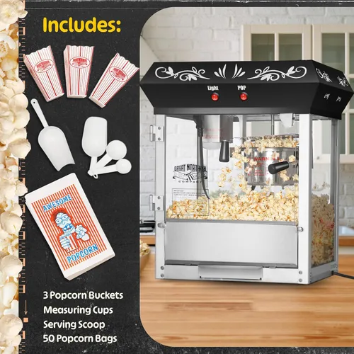 Miniatura 4 de Great Northern Popcorn - Máquina para hacer palomitas de maíz, 6 onzas, con hervidor de acero inoxidable de 640 W, cajón de viejas sirvientas