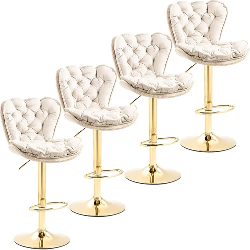 Miniatura 11 de Deolme Taburetes de bar giratorios de terciopelo negro, juego de 2 sillas de bar modernas ajustables de altura de mostrador, taburetes de bar