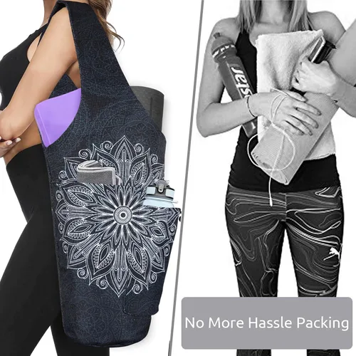 Miniatura 4 de Bolsa para Esterilla de Yoga - Bolsa Transportadora Tipo Tote Larga de Gran Apertura para Esterilla de Yoga con Bolsillo Impermeable con Cremallera