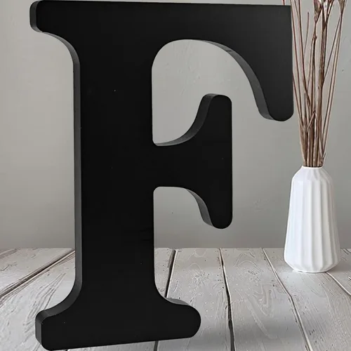 Miniatura 13 de AOCEAN Letras de madera negra de 12 pulgadas, letras de madera sin terminar para Halloween, letras decorativas de pie, tablero de señalización