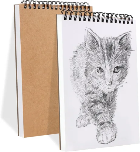 Utron Paquete de 2 Cuadernos de Bocetos, Bloc de Bocetos Pequeño de 14.7 cm x 21 cm, Libro de Dibujo de 100GSM/68LB, Papel de Dibujo A5, Cuaderno de