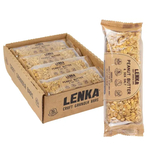 Miniatura 12 de Lenka Discovery - Paquete de 12 bocadillos de granola con alto contenido de fibra, caramelo salado, bayas omega, vainilla expreso, mantequilla