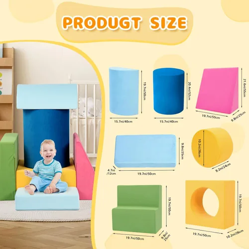 Miniatura 2 de Edbuosy Juguetes de Escalada para Niños Pequeños en Interiores, 7 Piezas de Coloridos Bloques de Espuma para Trepar, Juego de Escalada Suave Modular