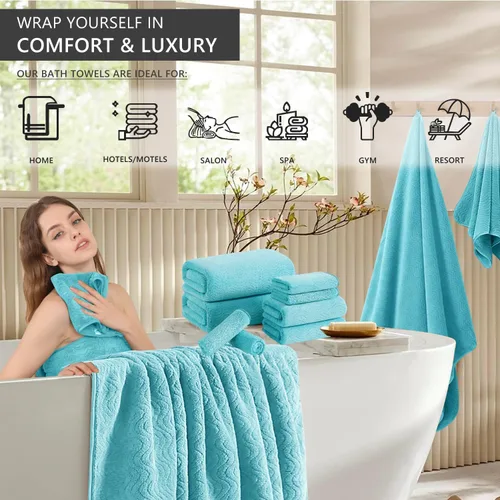 Miniatura 2 de Juego de toallas de baño de 8 piezas 2 toallas de baño grandes de gran tamaño, 2 toallas de mano y 4 paños Juego de toallas de baño ultrasuaves