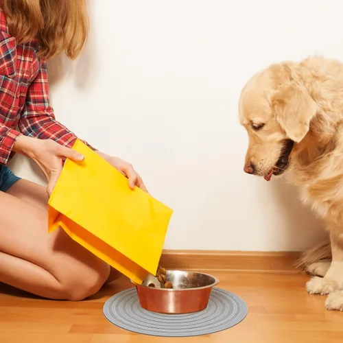 Miniatura 6 de Tapete de silicona de 3 piezas de comida para mascotas para perros y gatos, mantel individual para evitar el desbordamiento de alimentos y agua