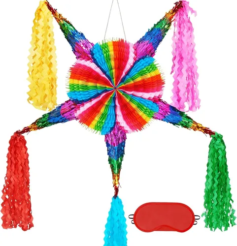 Miniatura 105 de Piñata plegable de unicornio, suministros para fiesta de cumpleaños, piñata extensible con bate y flecos, decoración de fiesta temática, piñatas