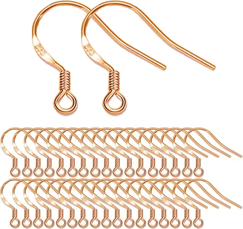 Miniatura 7 de Ganchos para aretes de oro rosa, kit de 240 piezas de fabricación de aretes con ganchos hipoalergénicos para las orejas, anillos de salto y parte