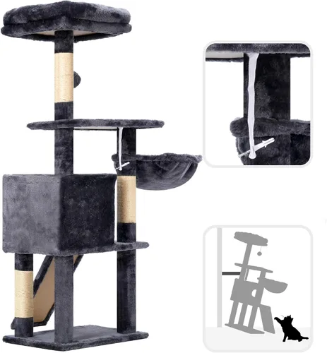 Miniatura 7 de Hey-brother Árbol para gatos, torre para gatos de 42.5 pulgadas para gatos de interior, condominio de felpa de varios niveles con poste rascador