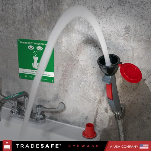 Miniatura 9 de TRADESAFE Estación de lavado de ojos de mano aprobada por la OSHA, estación de lavado de ojos de emergencia, estación de lavado de ojos con manguera