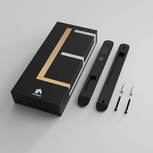Miniatura 4 de Cerradura falsa, cerradura estrecha de la puerta corredera, emparejamiento utilizado con cerradura inteligente para doble deslizador (negro)