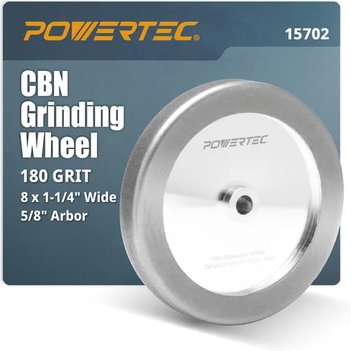 Miniatura 8 de POWERTEC Muela abrasiva CBN de 6 pulgadas grano 320, 1-1/4" de ancho, árbol de 1/2" - Rueda de afilado CBN 4 en 1 con borde de radio de 1/4" y cara
