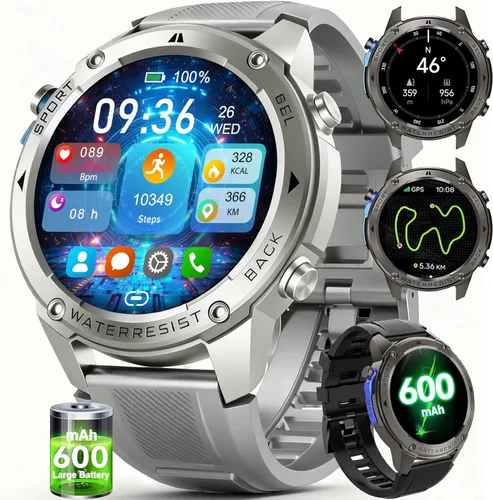 Miniatura 11 de Reloj inteligente con GPS para hombre, reloj inteligente militar resistente, brújula, resistente al agua hasta 164.0 ft, batería grande de 500 mAh