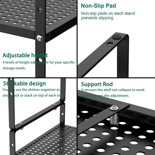 Miniatura 6 de Redrubbit Estante de almacenamiento ampliable para gabinete, altura ajustable, de metal de acero, organizador de encimeras de cocina, estante
