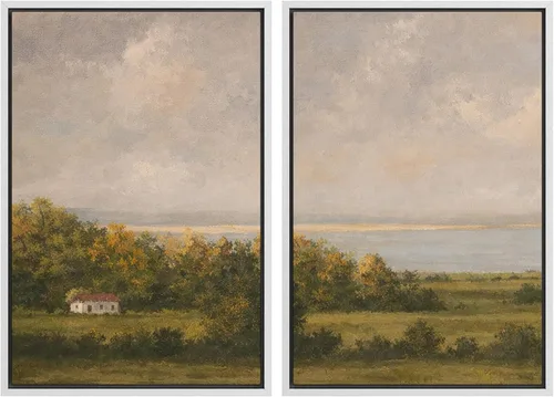 Miniatura 30 de SIGNWIN Lienzo enmarcado para pared, juego de arte sereno de paisaje de pantanos, ilustración rústica, arte moderno, minimalismo, decorativo