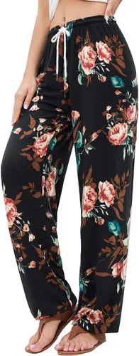 QIANXIZHAN Pantalones de harén para mujer, pantalones hippie palazzo, pantalones bohemios, ropa de yoga con bolsillos