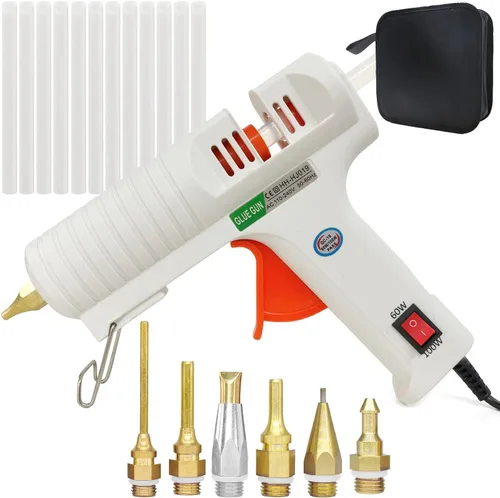 Miniatura 7 de Pistola de pegamento caliente, kit de pistola de pegamento de alta temperatura de tamaño completo con 12 barras de pegamento transparente, 60/100 W.