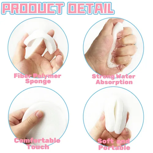 Miniatura 3 de 120 esponjas faciales comprimidas, almohadillas de limpieza facial, esponja de limpieza facial redonda para spa, exfoliación, lavado facial